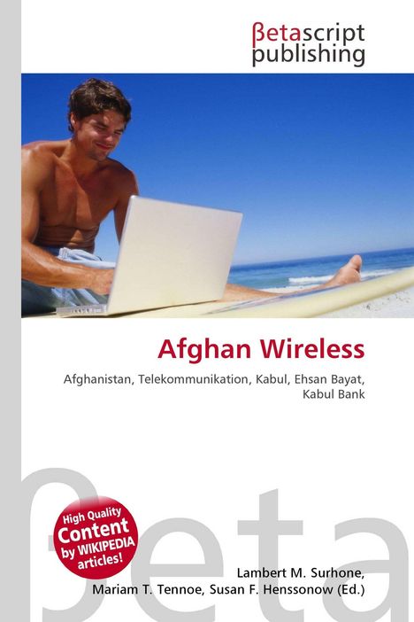 Betascript Publishing, Afghan Wireless, Afghanistan, Telekommunikation, Kabul, Ehsan Bayat, Kabul Bank. Mann am Strand mit Laptop.