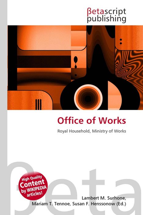 Betascript Publishing, Office of Works, Royal Household, Ministry of Works. Abstrakte Illustration in Orange- und Schwarztönen.