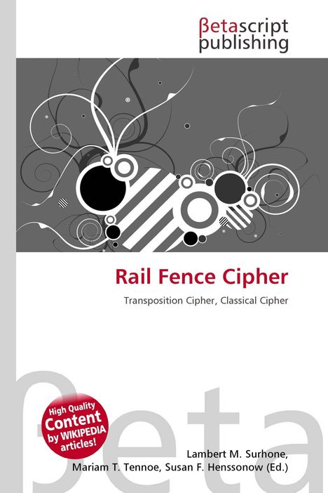 "Rail Fence Cipher" und "Transposition Cipher, Classical Cipher" in der Mitte. Abstrakte Formen in Schwarz und Grau.