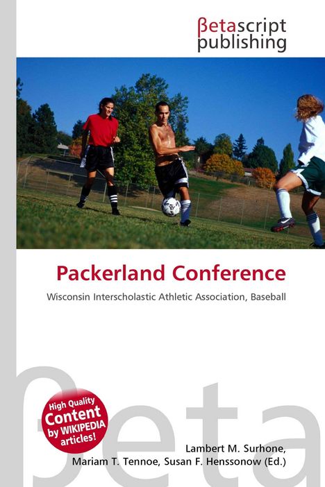 "Packerland Conference. Wisconsin Interscholastic Athletic Association, Baseball." Drei Athleten in Aktion auf einem Fußballfeld.