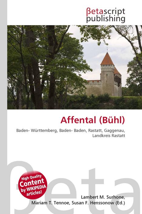 „Affental (Bühl)“ und Ortsnamen in Baden-Württemberg. Hintergrund zeigt einen Turm mit roten Ziegeldächern, umgeben von Bäumen.