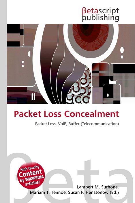 "Packet Loss Concealment" mit abstraktem Muster aus braunen und roten Formen, BetaScript-Logo oben.