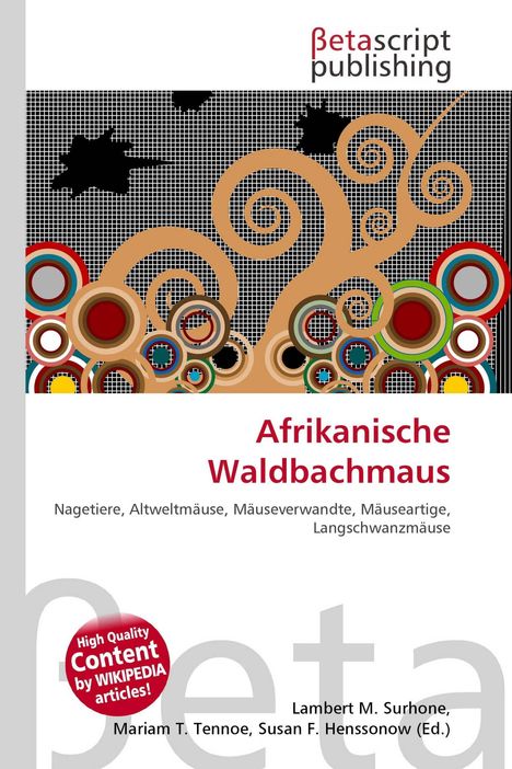 "Afrikanische Waldbachmaus" mit Untertiteln zu Nagetieren. Abstrakte Kreise und Spiralen schmücken den oberen Bereich.