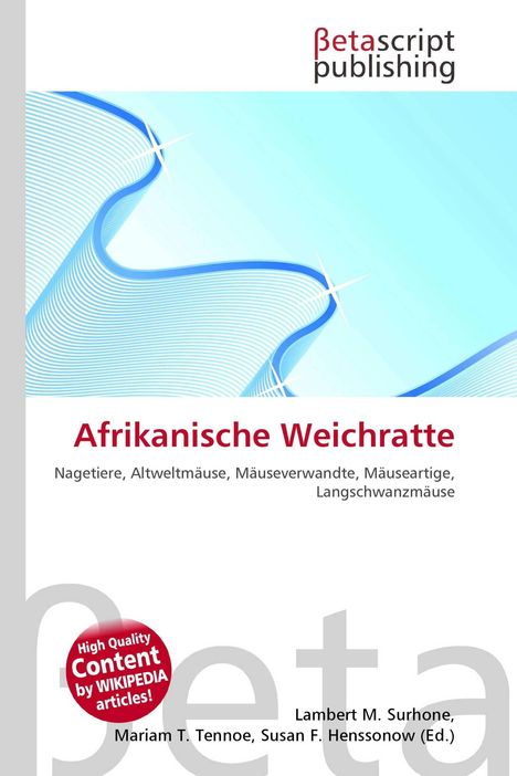 "Afrikanische Weichratte. Nagetiere, Altweltmäuse, Verwandte. Blau-weiße Grafik mit wellenartigen Linien."