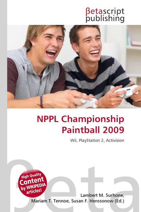 Betascript Publishing. NPPL Championship Paintball 2009. Wii, PlayStation 2, Activision. Zwei lachende Menschen mit Controllern.