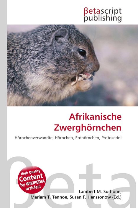 „Afrikanische Zwerghörnchen“ in roter Schrift, Hörnchenbild, Betascript Publishing-Logo oben.