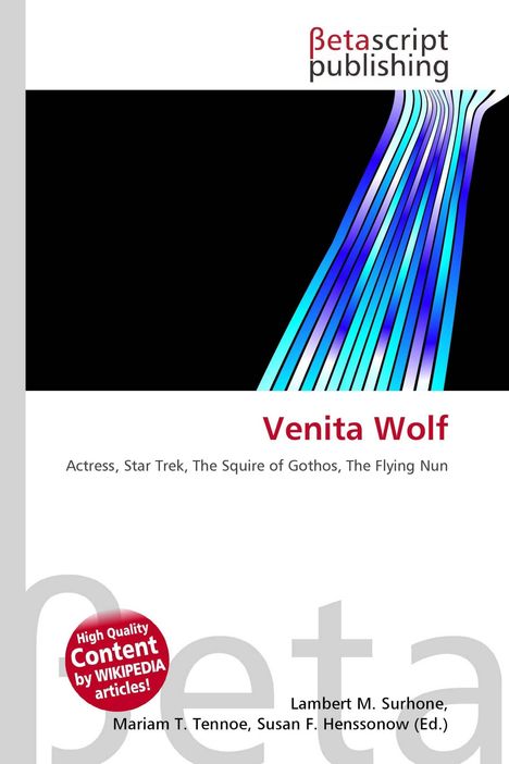 "Venita Wolf" in Rot, darunter Filme. Logo mit blauen Linien.