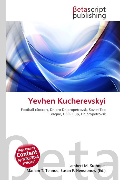 "Yevhen Kucherevskyi" steht im Mittelpunkt. Blaue und weiße Wellen dominieren das Design oben.