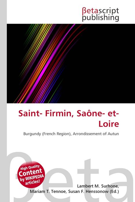 Oben "Betascript publishing". Titel: "Saint-Firmin, Saône-et-Loire". Farbige diagonale Linien links.