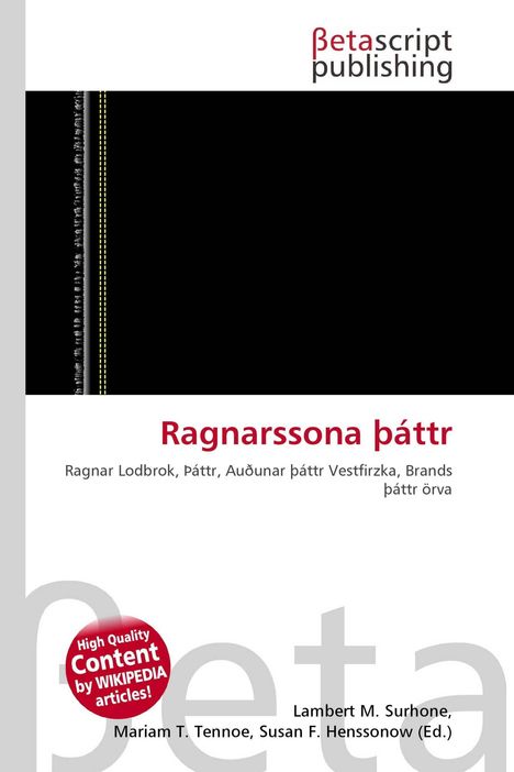 "Ragnarssona þáttr" steht zentral. Vermerk "High Quality Content by WIKIPEDIA articles!" in rotem Kreis. "Betascript Publishing" Logo oben.