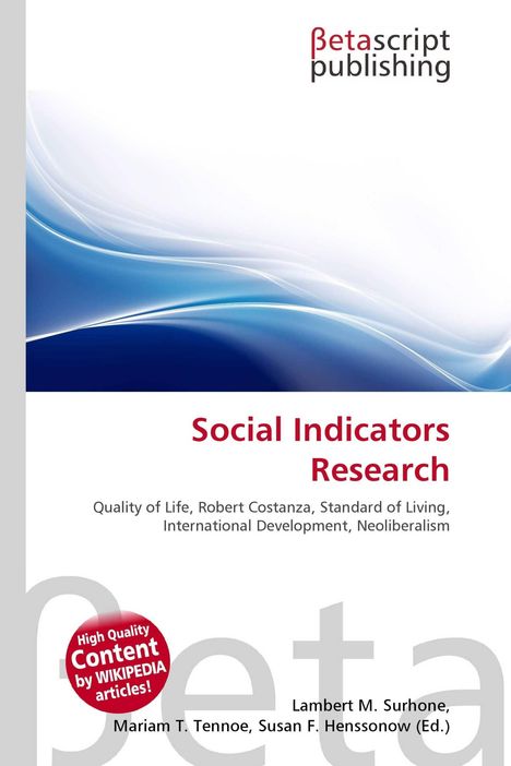 Social Indicators Research, Quality of Life, Robert Costanza. Abstrakte blaue Wellen im oberen Bereich.
