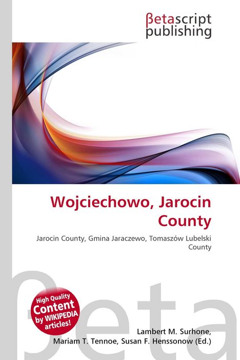 "Betascript Publishing, Wojciechowo, Jarocin County. Farbig geschwungene Linien, rotes Siegel: Hohe Qualität."