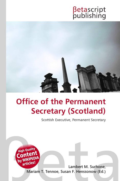 Titel: "Office of the Permanent Secretary (Scotland)". Im Hintergrund schwarze Grabsteine vor grauem Himmel.