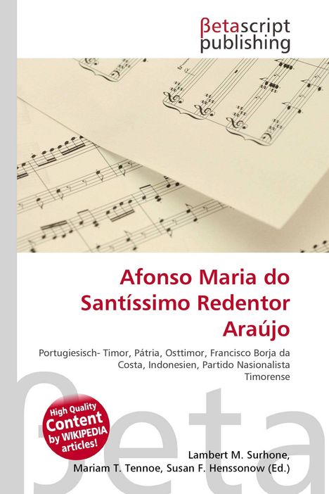 "Betascript Publishing, Afonso Maria do Santíssimo Redentor Araújo. Musiknoten auf Notenpapier, hochauflösender Inhalt."