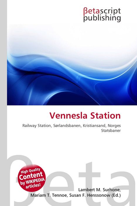 "Vennesla Station" und Verleger "Betascript Publishing" oben. Abstrakte blaue Wellen darunter.
