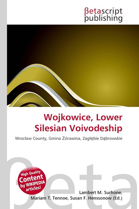 "Wojkowice, Lower Silesian Voivodeship" in roter Schrift. Oben ein schwarzes und goldenes Wellenmuster.
