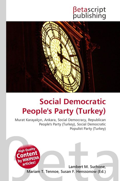 Text: "Social Democratic People's Party (Turkey)" und weitere Informationen. Abgebildet ist eine große beleuchtete Uhr.