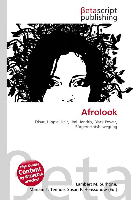 "Afrolook. Frisur, Hippie, Hair, Jimi Hendrix, Black Power, Bürgerrechtsbewegung." Illustration eines Gesichts mit Afro.