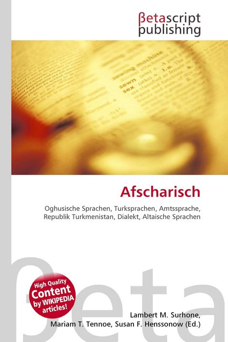 "Afsharisch, Oghusische Sprachen, Turksprache, Amtssprache, Republik Turkmenistan, Dialekt, Altaische Sprachen." Oben ist ein Verlag-Logo.