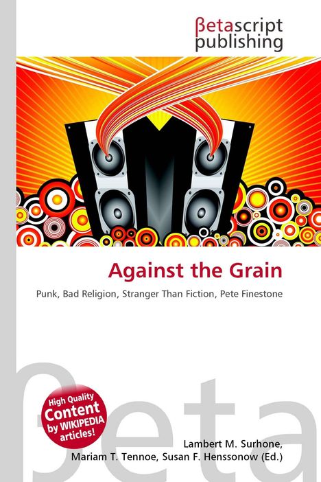 Against the Grain, Punk, Bad Religion; farbiges, dynamisches Design mit Lautsprechern, Wellen und Kreisen.