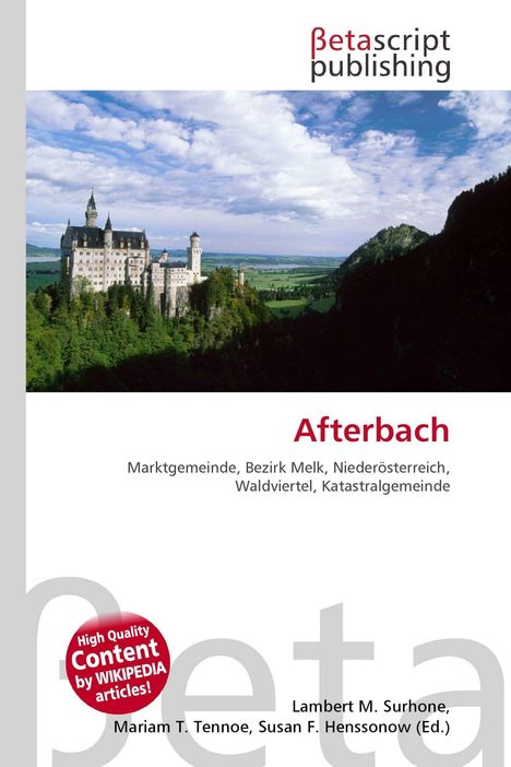 "Betascript publishing. Afterbach - Marktgemeinde, Bezirk Melk, Niederösterreich. Bild von Schloss auf grünem Hügel."
