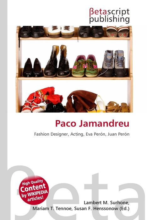 "Fashion Designer, Acting, Eva Perón, Juan Perón. Verschiedene Schuhe auf einem Holzregal, darunter bunte Sportschuhe."