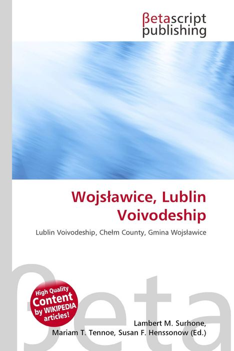 Text: Wojślawice, Lublin Voivodeship. Blaue verschwommene Abstraktion. Vertrieb durch Betascript Publishing.