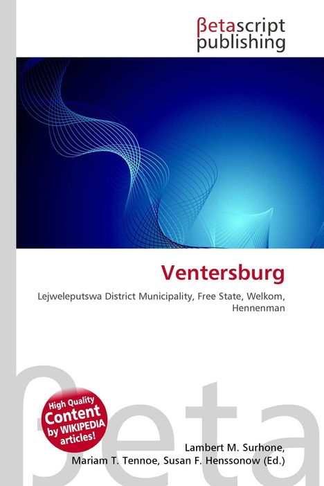 Betascript Publishing, Ventersburg. Lejweleputswa District Municipality, Free State, Welkom, Hennenman. Abstrakte blaue Wellen.