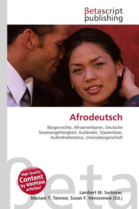 "Betascript Publishing", Titel "Afrodeutsch", Begriffe zu Staatsangehörigkeit und Bürgerrechte, Portrait eines Paars.