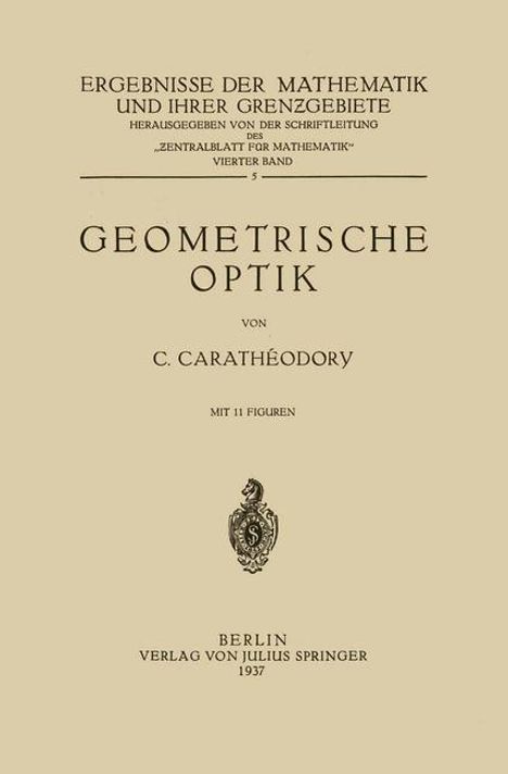Constantin Carathaeodory: Geometrische Optik, Buch