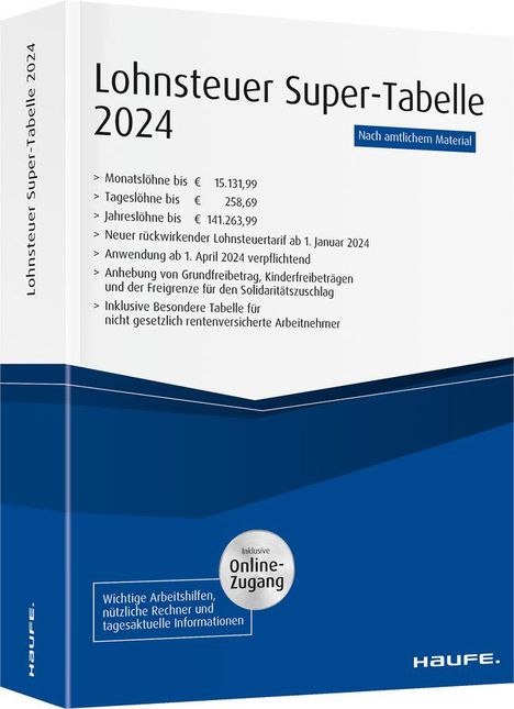 Lohnsteuer-Supertabelle 2024 inkl. Onlinezugang, Buch