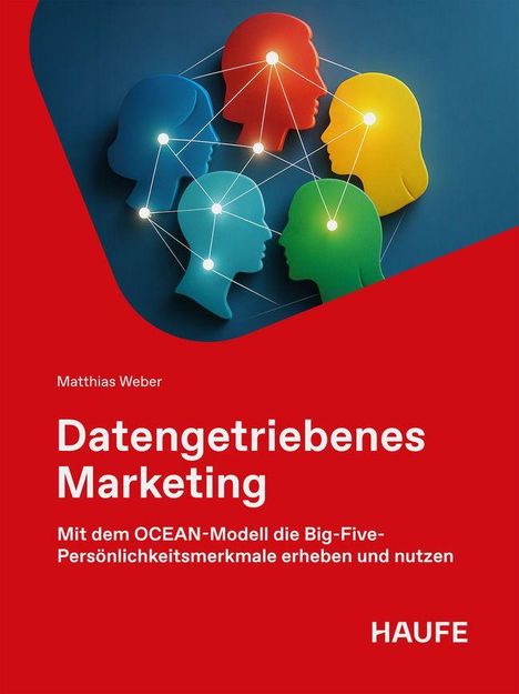 Titel: Datengesteuertes Marketing. Cover mit bunten vernetzten Köpfen in Profilansicht.