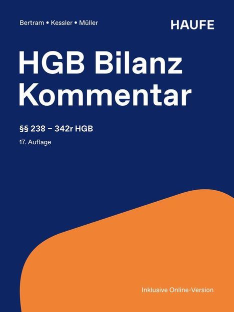 Titel: "HGB Bilanz Kommentar", Autoren: Bertram, Kessler, Müller, 17. Auflage, blaues Design mit orangener Ecke.