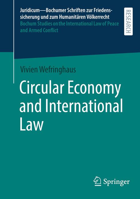 Titel: "Circular Economy and International Law" von Vivien Wefringhaus. Oben: "Juridicum—Bochumer Schriften". Unten: Logo von Springer.