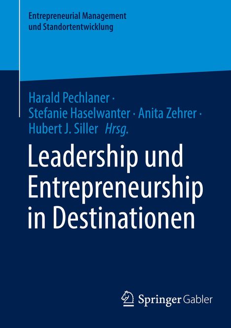 Leadership und Entrepreneurship in Destinationen. Springer Gabler Logo. Dunkelblauer Hintergrund.