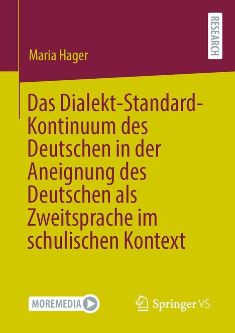 Titel: "Das Dialekt-Standard-Kontinuum des Deutschen". Autor: Maria Hager. Gelber Hintergrund, Logos unten.