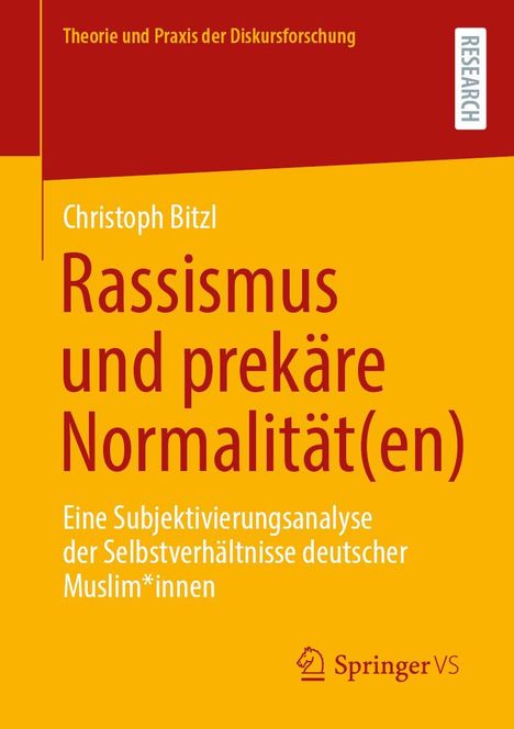 „Theorie und Praxis der Diskursforschung“, „Christoph Bitzl“, „Rassismus und prekäre Normalität(en)“, „Springer VS“ Logo.