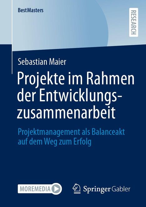 Ein blaues Cover mit dem Titel "Projekte im Rahmen der Entwicklungszusammenarbeit" von Sebastian Maier.