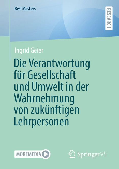 Best Masters. Ingrid Geier. Titel über Verantwortung, Gesellschaft, Umwelt. Grüne und blaue Farbtöne, Logos unten.