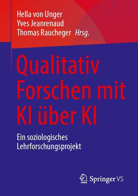 „Qualitativ Forschen mit KI über KI“ in großen roten Buchstaben. Untertitel: „Ein soziologisches Lehrforschungsprojekt“.