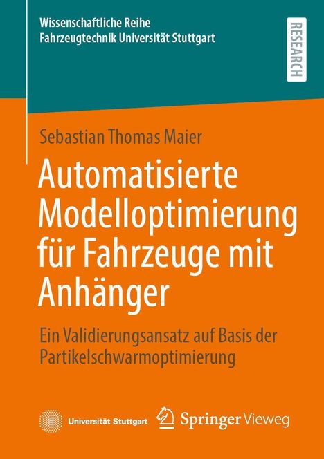 "Automatisierte Modelloptimierung für Fahrzeuge mit Anhänger" in großen Buchstaben auf orangefarbenem Hintergrund.