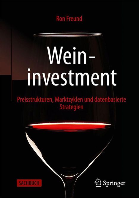 „Weininvestment: Preisstrukturen, Marktzyklen und datenbasierte Strategien“. Weinglas auf schwarzem Hintergrund.