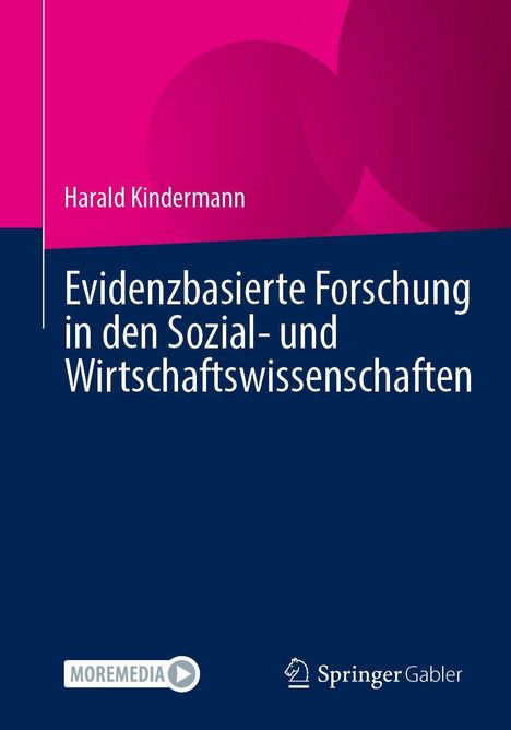 Titel: "Evidenzbasierte Forschung in den Sozial- und Wirtschaftswissenschaften" von Harald Kindermann, blau-rosa Design.