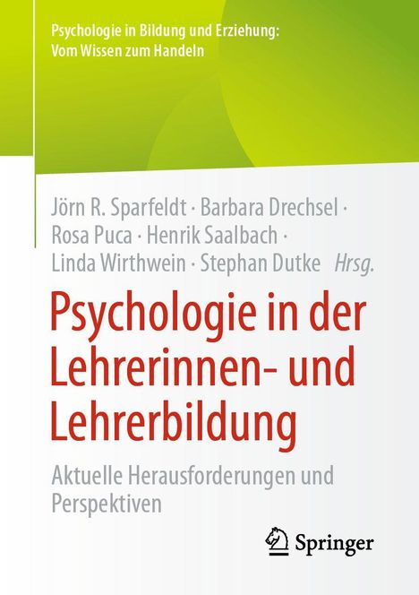 "Psychologie in der Lehrerinnen- und Lehrerbildung" in Rot, darunter "Aktuelle Herausforderungen und Perspektiven". Springer-Logo.