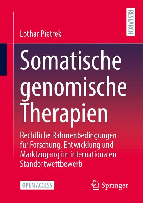 "Somatische genomische Therapien", Lothar Pietrek, mit Schwerpunkt auf rechtlichen Rahmenbedingungen. Springer-Logo unten rechts.