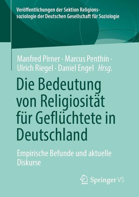 Text: "Die Bedeutung von Religiosität für Geflüchtete in Deutschland". Grüne Farbgestaltung, Springer VS-Logo unten.