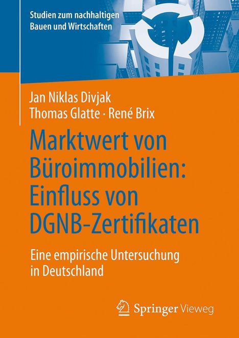 Marktwert von Büroimmobilien: Einfluss von DGNB-Zertifikaten. Illustration eines Gebäudekomplexes oben.