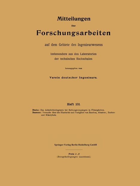 Richard Baumann: Mitteilungen über Forschungsarbeiten auf dem Gebiete des Ingenieurwesens, Buch