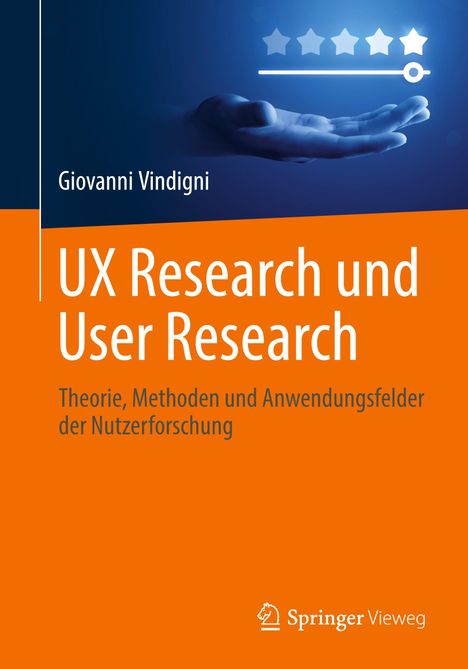 "UX Research und User Research" von Giovanni Vindigni, mit Hand und Sternebewertung oben.