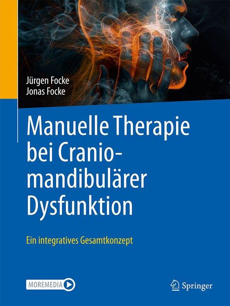 Titel: "Manuelle Therapie bei Craniomandibulärer Dysfunktion". Oben: Menschliches Profil mit hervorgehobenen Nerven.